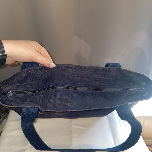 Bags & Sew On Canvas Tote Bag Purse Beach Pool Bag Navy Blue Red White Sailboats - Picture 13 of 16